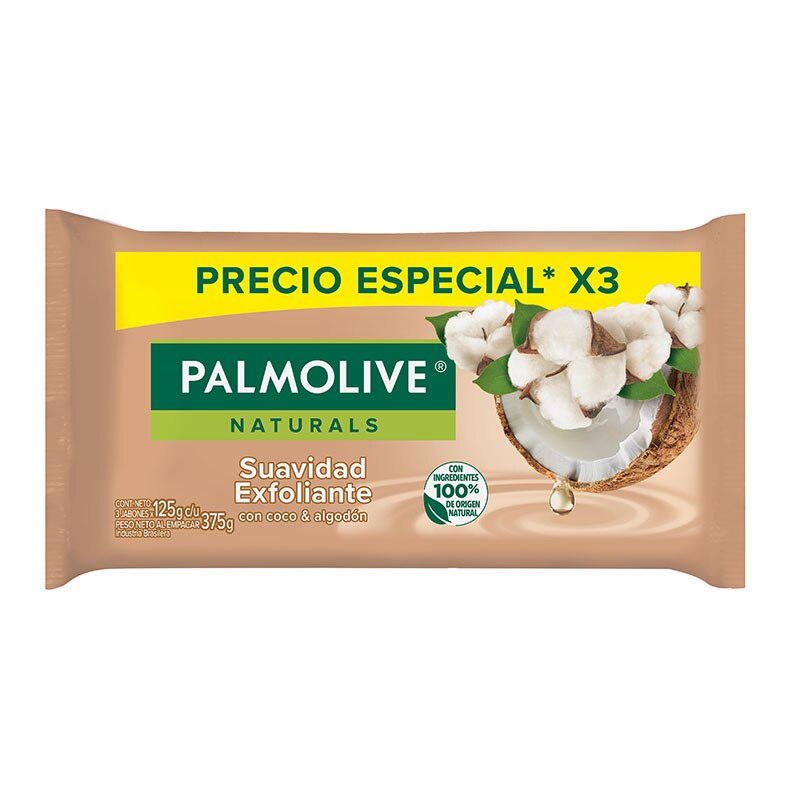 Palmolive® Naturals Suavidad Exfoliante Coco y Algodón Jabón en barra